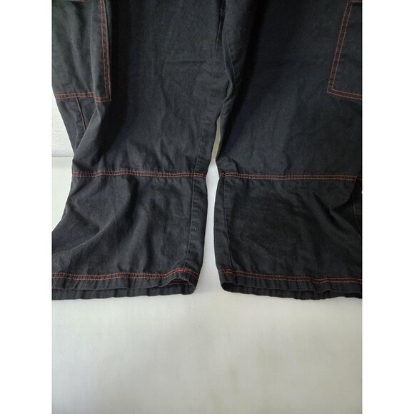 HT Denim Hi-Rise Carpenter Pants Womens 26 Black Red Stitch Wide Leg Utility - Picture 3 of 13